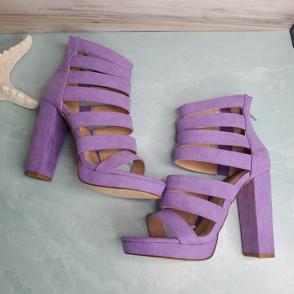 New Liliana Cardi Lilac Peep Toe Heels - Picture 5 of 5
